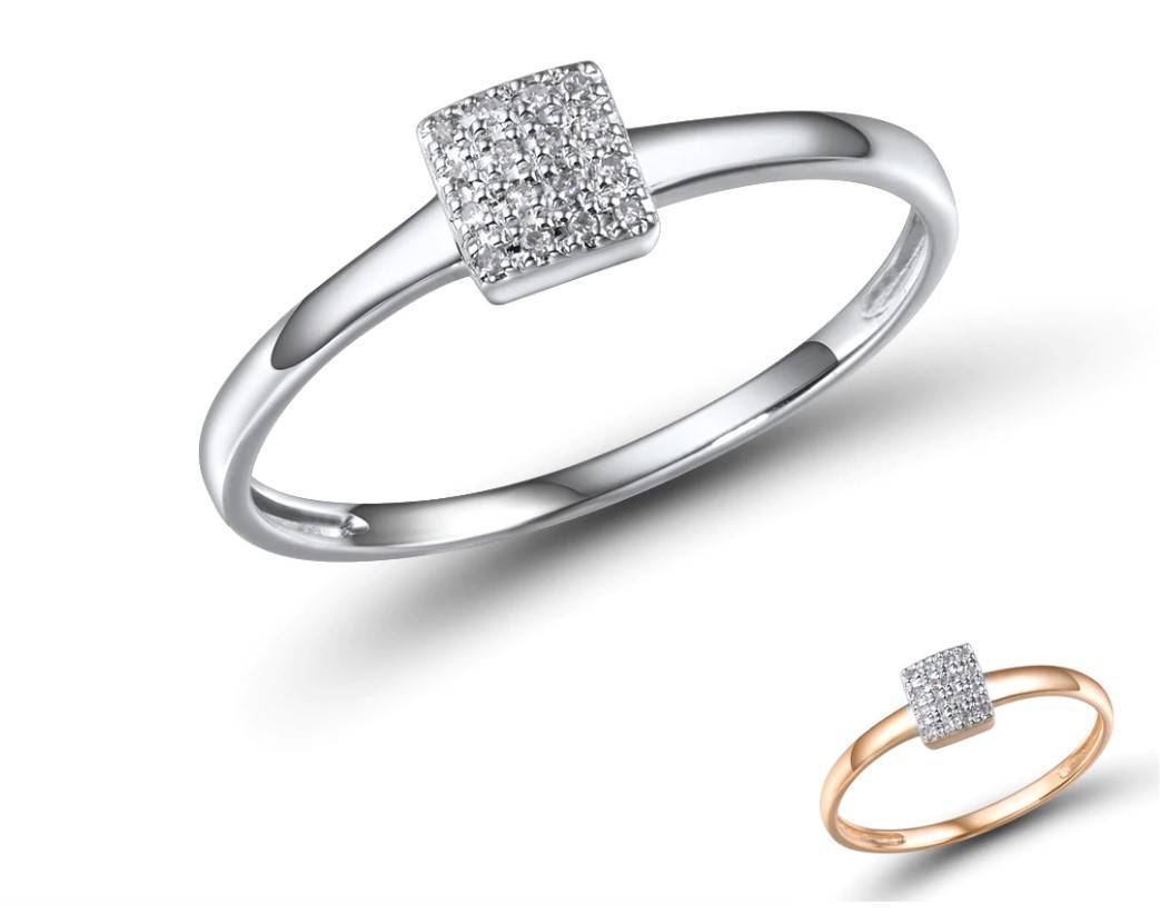 Women's 14K Gold Crystal Square Ring