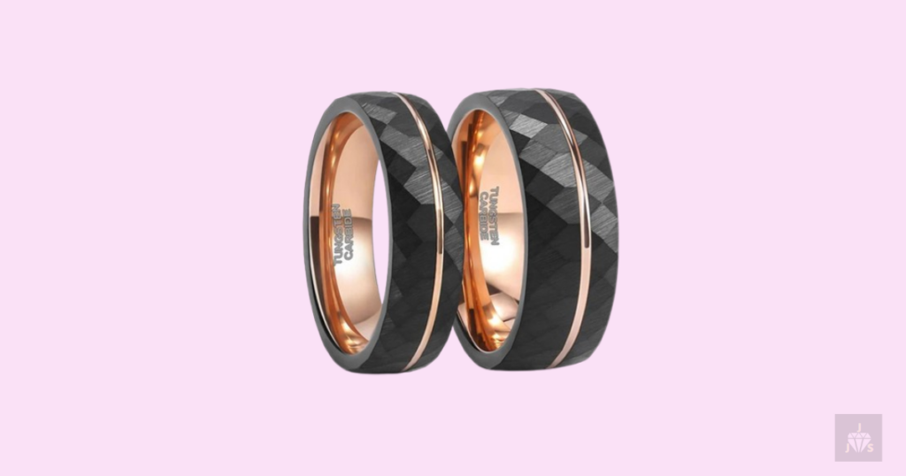 Hammered Black Tungsten Rings